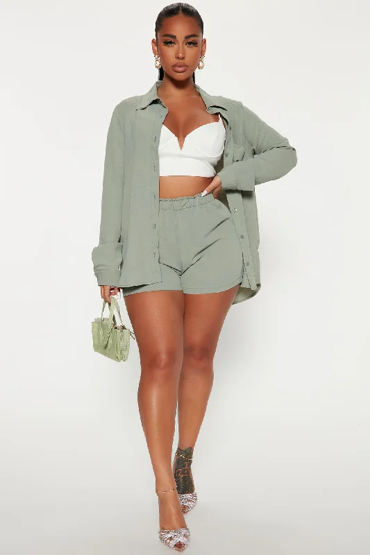 Casual Brunch Short Set - Sage