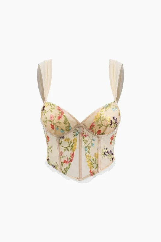 Floral Embroidered Corset Cami Top