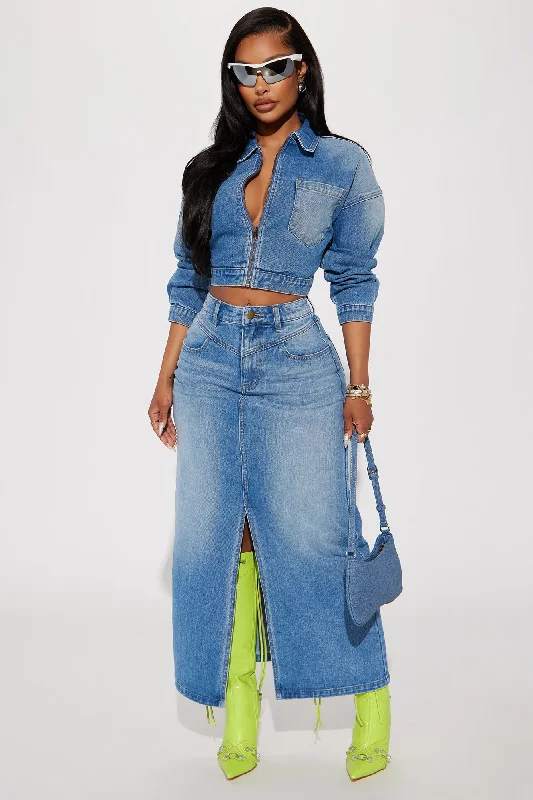 New Mood Denim Skirt Set - Medium Wash