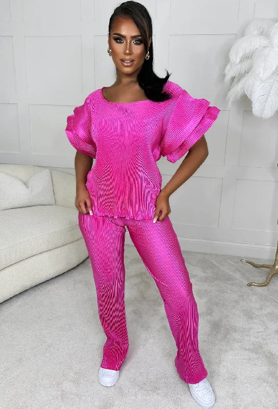 plisse-youre-mine-pink-frill-sleeve-plisse-trouser-co-ord-set