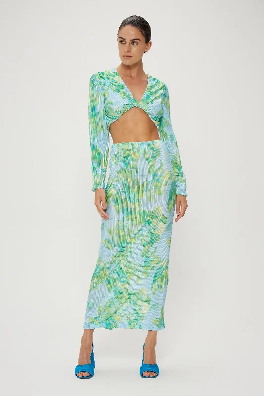 Third Form Meet The Sky Pleat Maxi Skirt - Floral