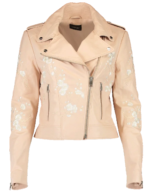 Donna Floral Leather Jacket