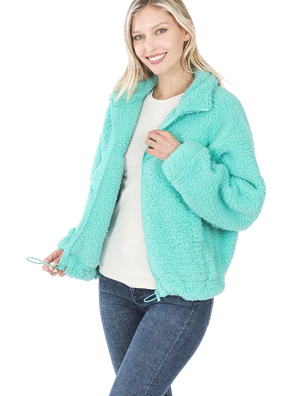 Drawstring Hem Fleece Sherpa Jacket (FWJ1309)