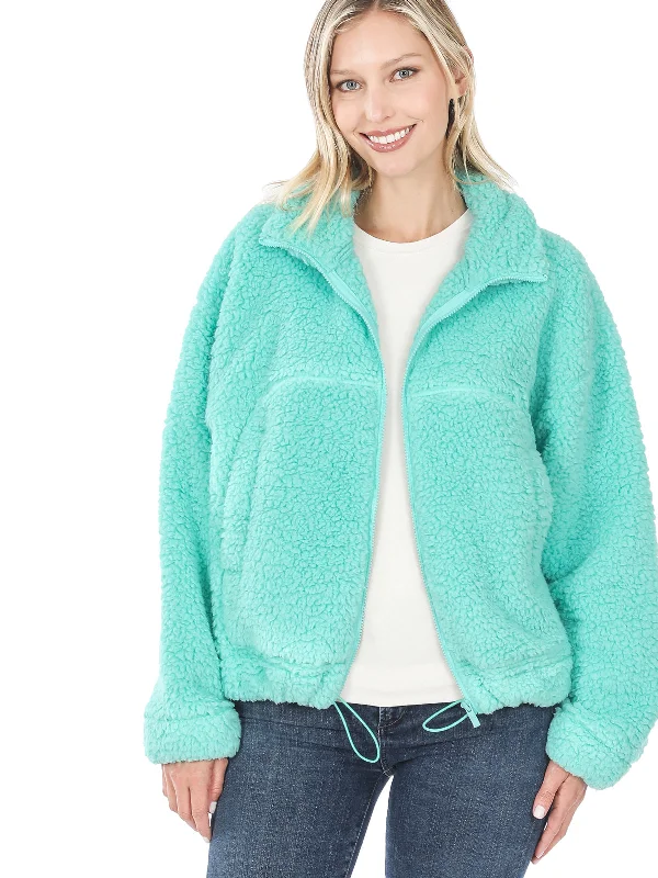 Drawstring Hem Fleece Sherpa Jacket (FWJ1309)