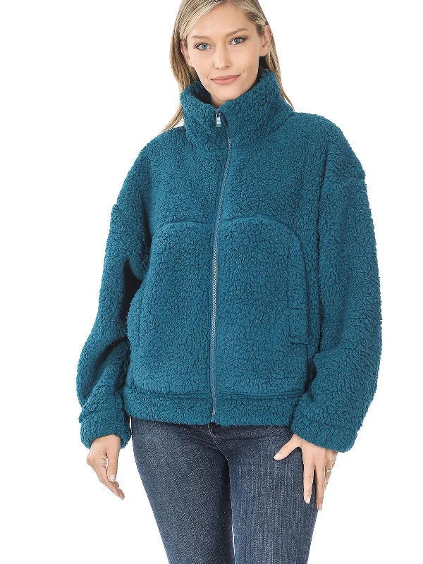 Drawstring Hem Fleece Sherpa Jacket (FWJ1309)