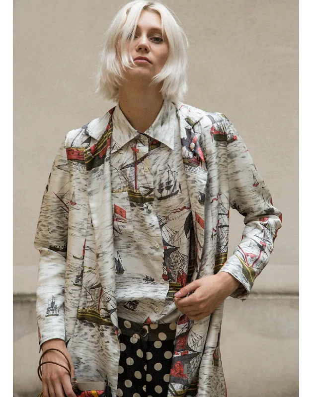 Print Twill Paris Coat