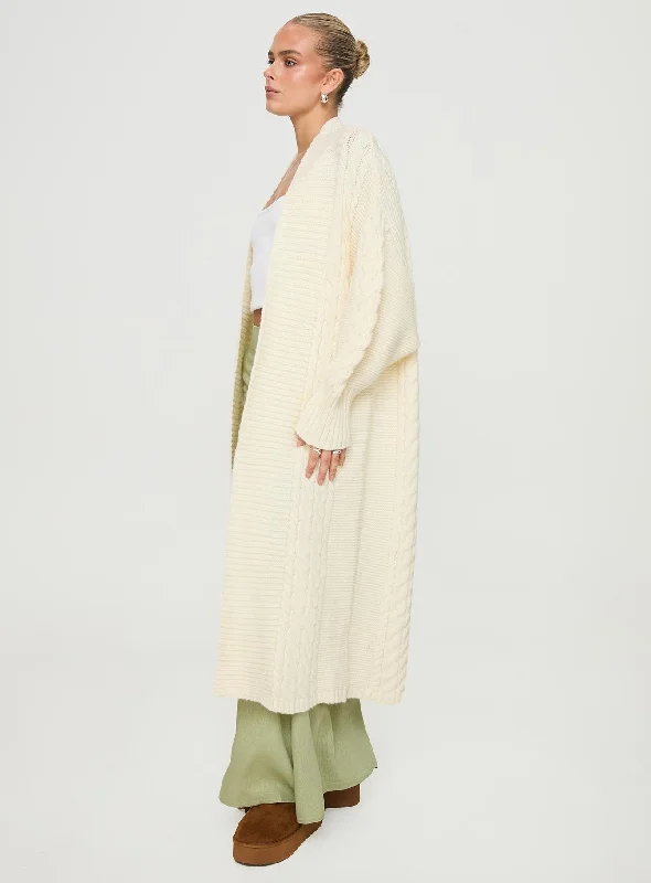 Beasley Longline Cable Cardigan Cream