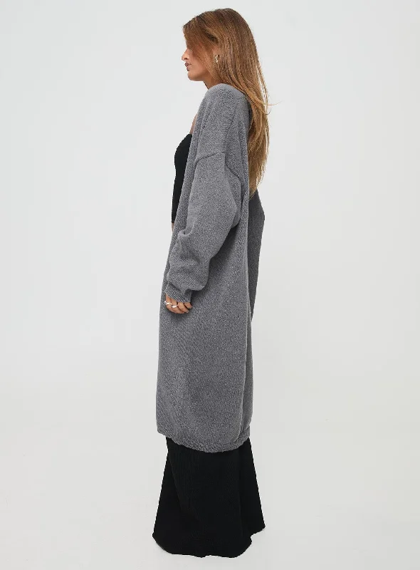 Gideon Longline Cardigan Charcoal Marle