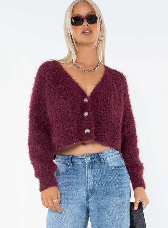 Hatton Cropped Cardigan Burgundy