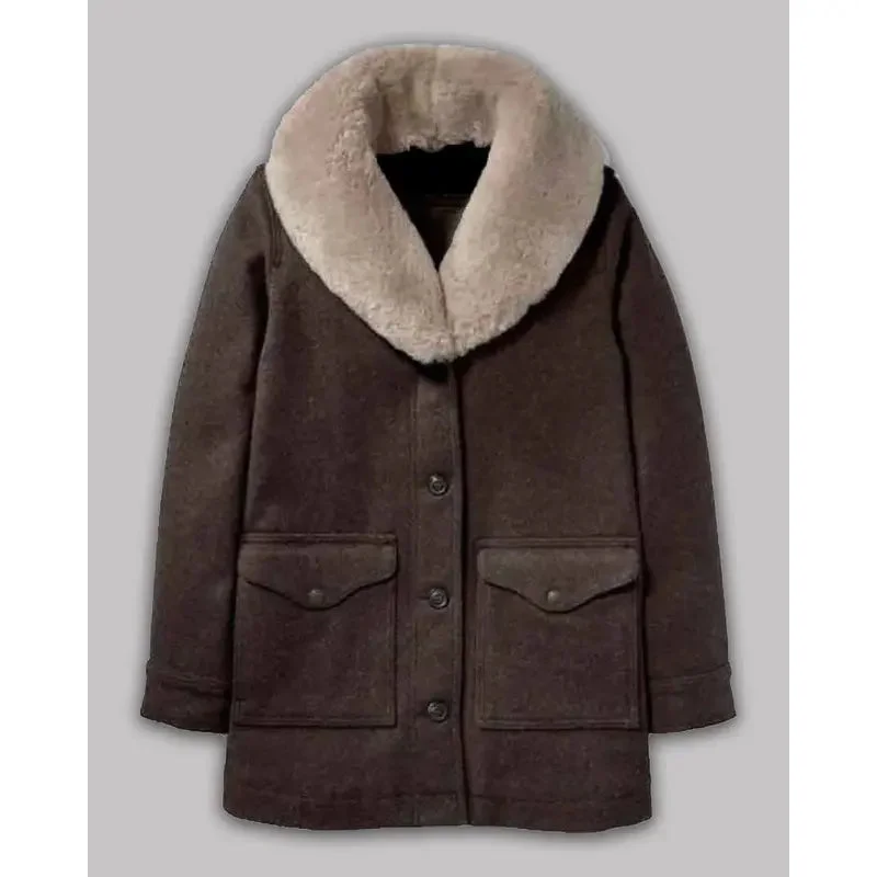 Yellowstone Kelly Reilly Shearling Wool Coat