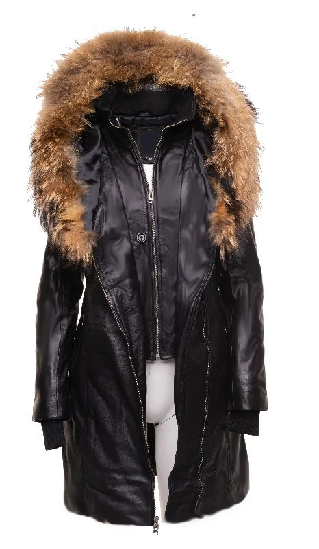 Ulva Fur Trimmed women's parka coat with Real fox fur hoodie