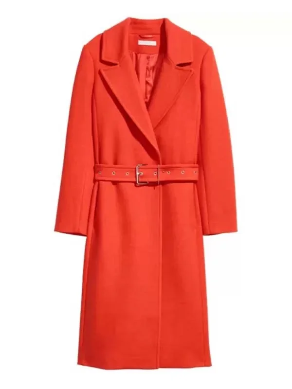 Women's Neon Orange Wool Coat