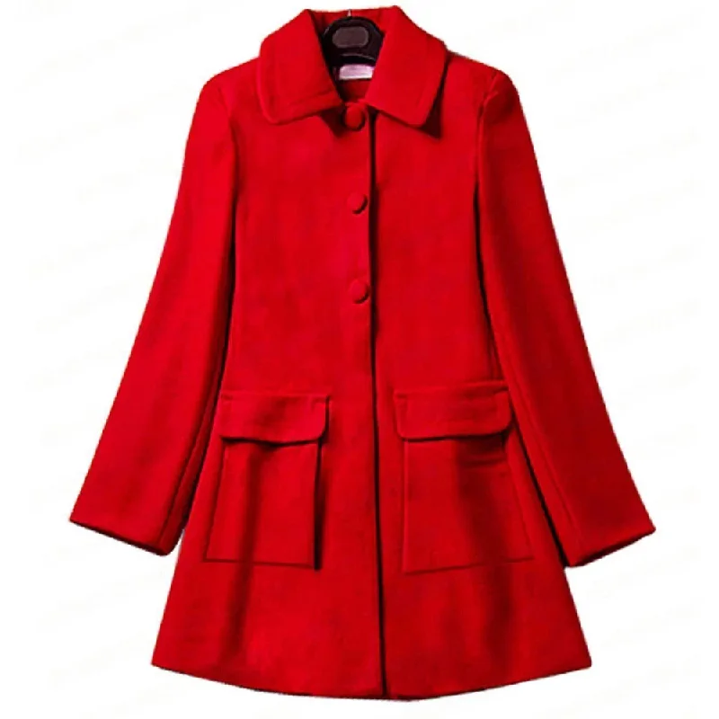 Women's Red Wool Coat