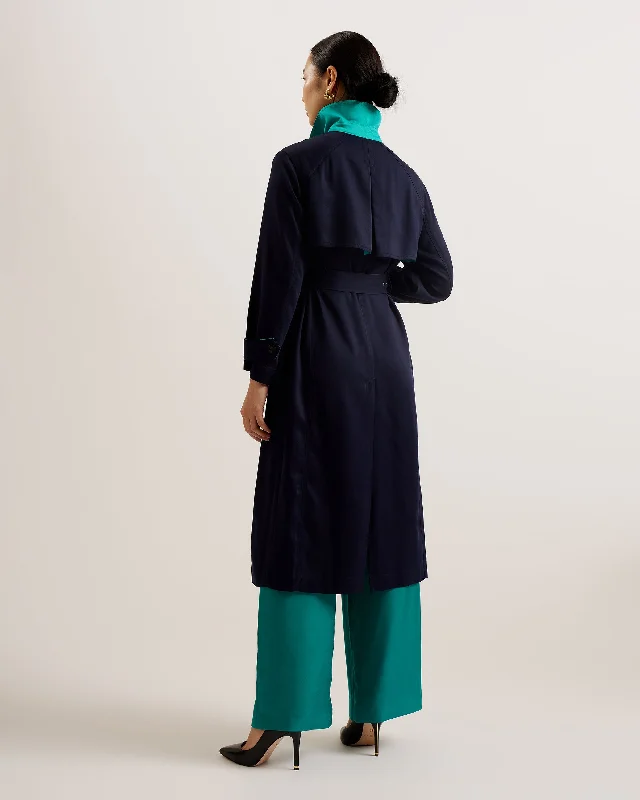 Biferno Colour Block Trench Coat Navy