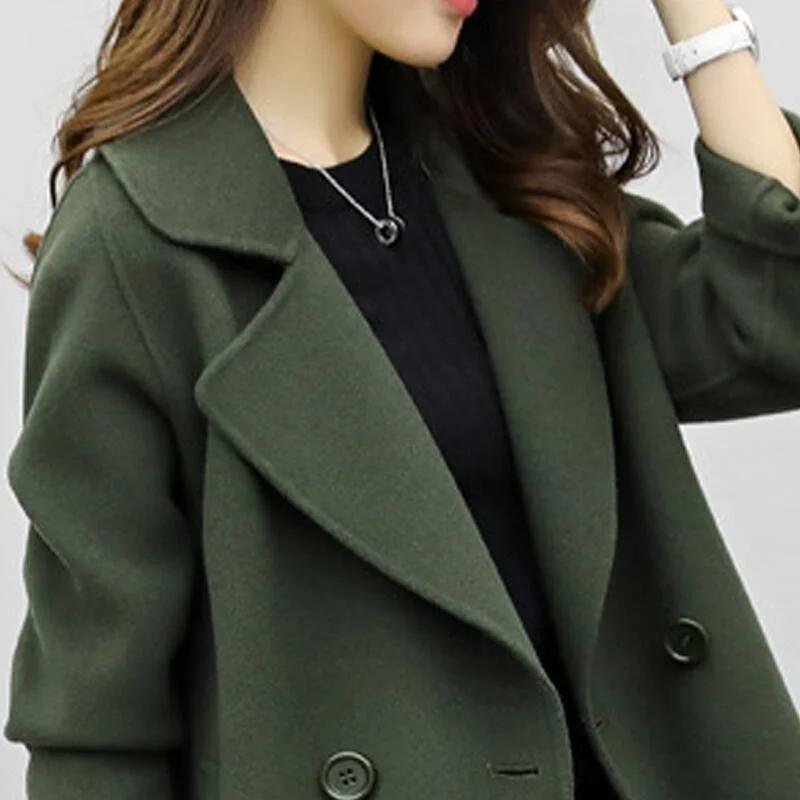 Double-breasted Causal Woolen Coat