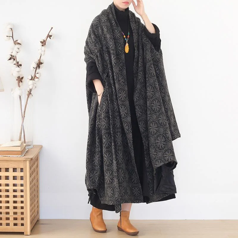 Irregular Shawl Loose Lace Woolen Coat