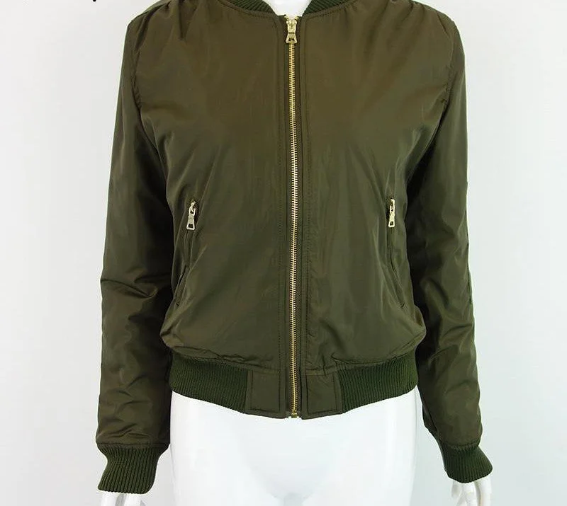 Parkas Basic Bomber Jacket Army Green Padded Kylie Jenner Style