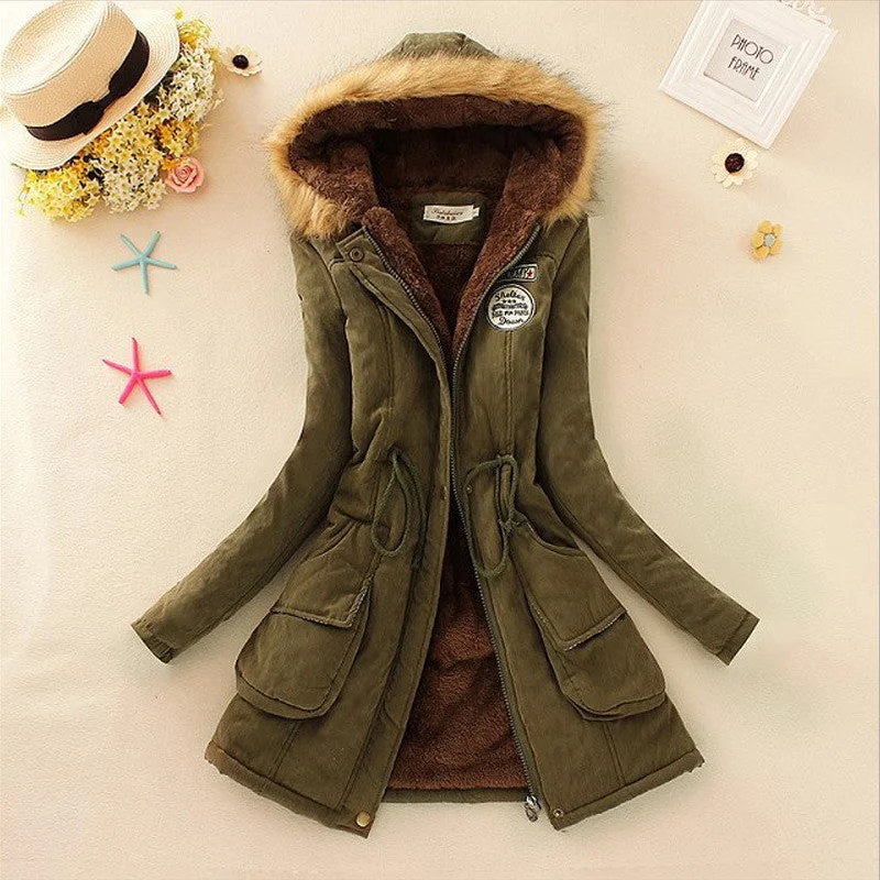 Fashion Autumn Warm Winter Fur Collar Coats Jackets for Women Women's Long Parka Plus Size Parka Hoodies