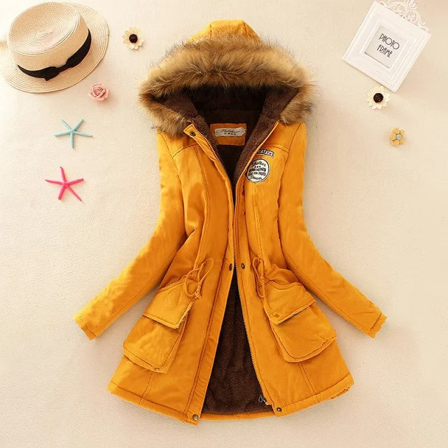 Winter Jacket Women Winter Womens Parka Casual Outwear Military Hooded Coat Fur Coats Manteau Femme Woman Clothes A77