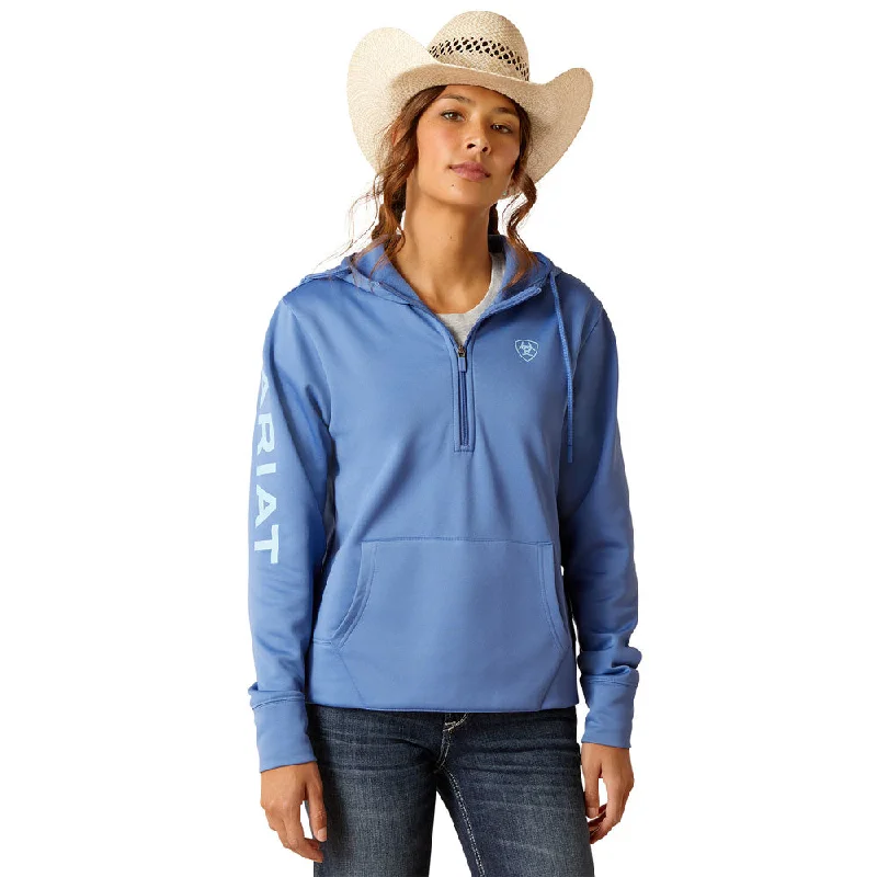 10048989 Ariat Women's 1/2 Zip Tek Hoodie - Dutch Blue