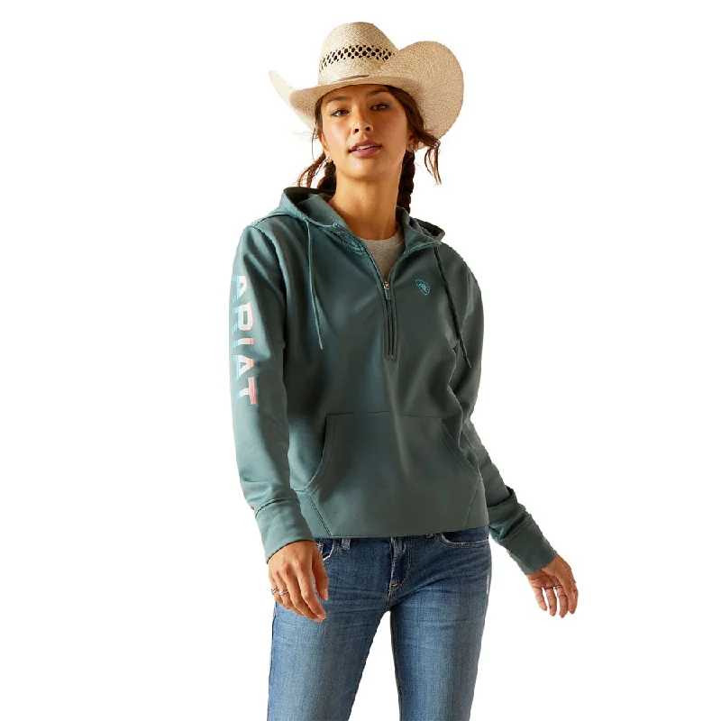 10049034 Ariat Women's 1/2 Zip Tek Hoodie - North Atlantic