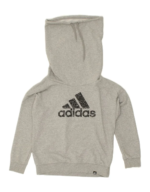 ADIDAS Womens Graphic Sweatshirt Jumper UK 14 Medium Grey Cotton