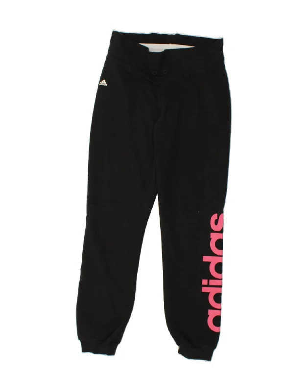 ADIDAS Womens Graphic Tracksuit Trousers Joggers UK 8/10 Small Black