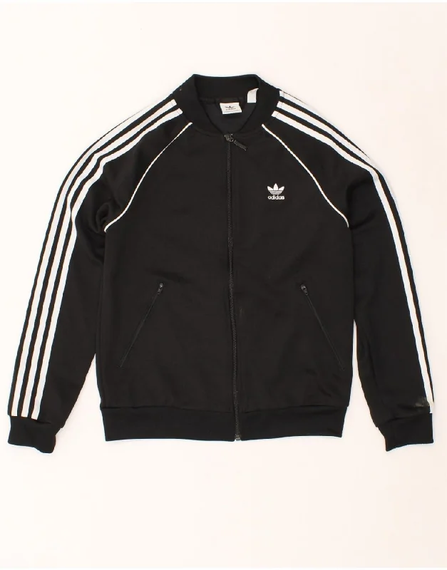 ADIDAS Womens Tracksuit Top Jacket UK 10 Small  Black Polyester