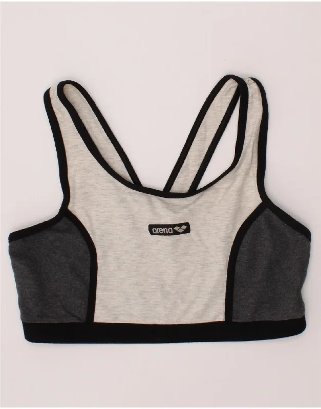 ARENA Womens Sport Bra Top IT 44 Medium Grey Colourblock Cotton