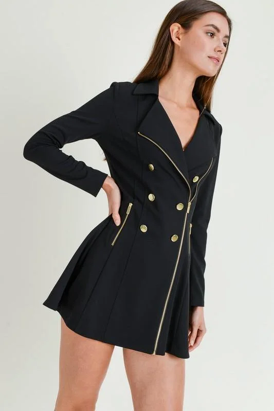 Bella, Zip Up Trench Flared Coat Dress