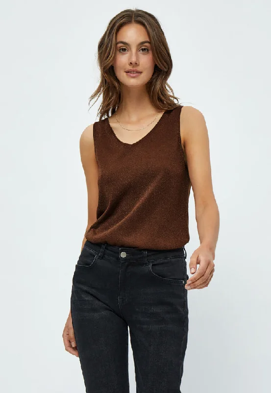 MSCarli Knit Top - Dark Cinnamon Brown Metallic