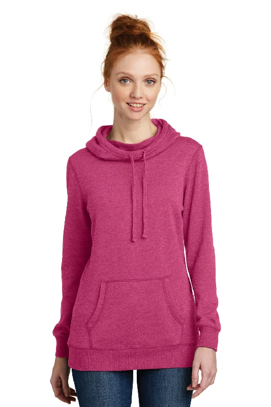 District Womens Fleece Hooded Sweatshirt Hoodie - Heather Azalea Pink