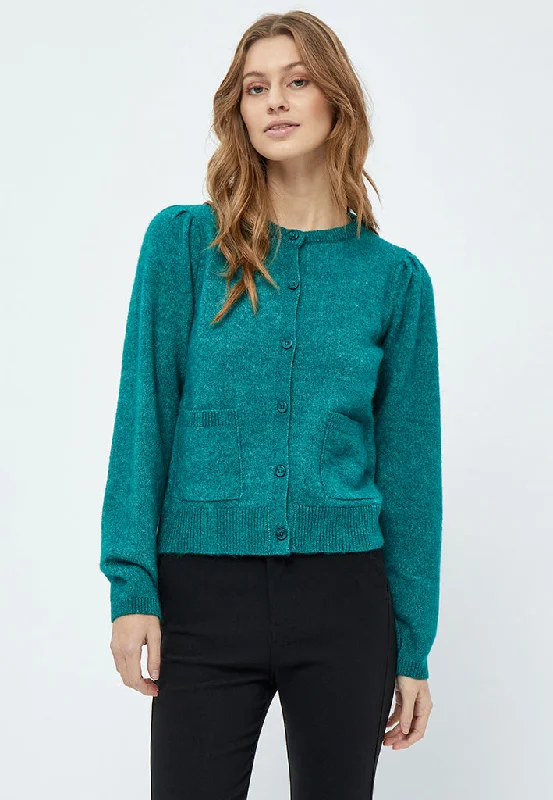 MSDita Knit Pocket Cardigan - Ocean Green Melange