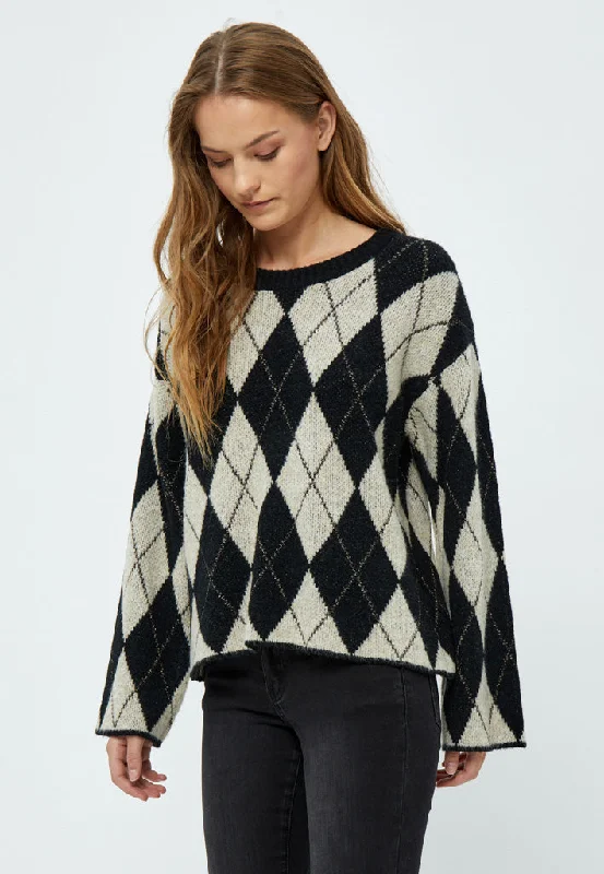 DSEtara GRS Checkered Knit Pullover - Black Checked