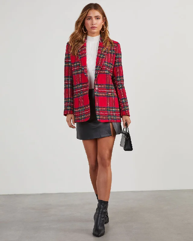 Eve Pocketed Plaid Blazer