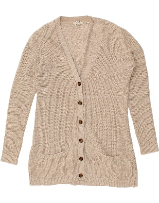 FAT FACE Womens Cardigan Sweater UK 10 Small Beige Cotton