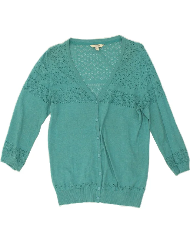 FAT FACE Womens Cardigan Sweater UK 14 Medium Turquoise Cotton