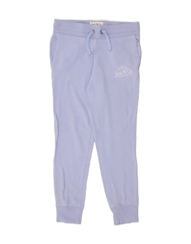 JACK WILLS Womens Graphic Tracksuit Trousers Joggers UK 10 Small Blue