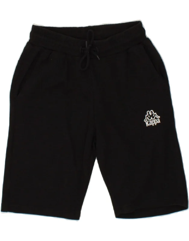 KAPPA Womens Graphic Sport Shorts UK 10 Small Black Cotton