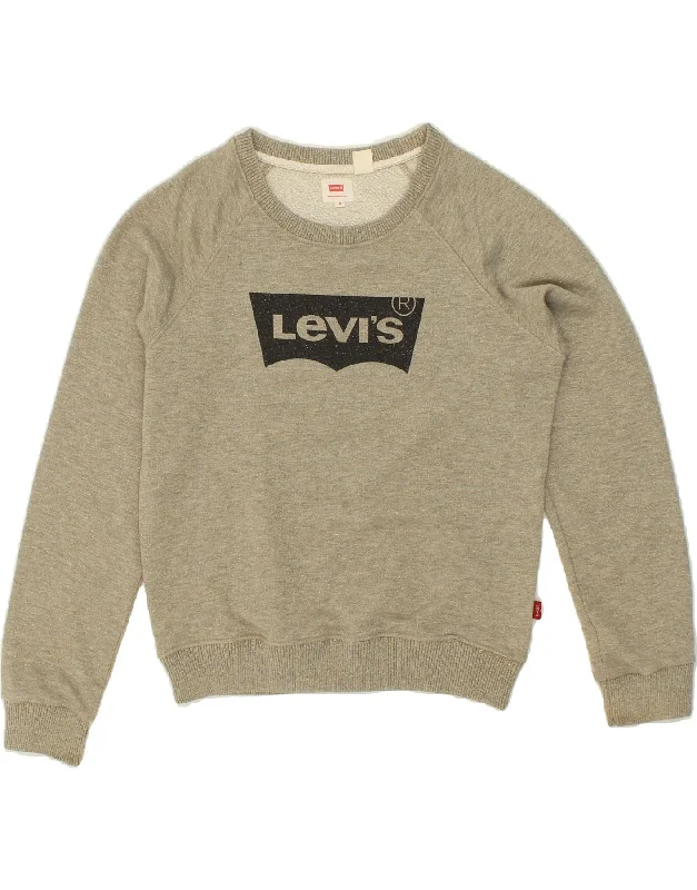 LEVI'S Womens Graphic Sweatshirt Jumper UK 14 Medium Grey Cotton