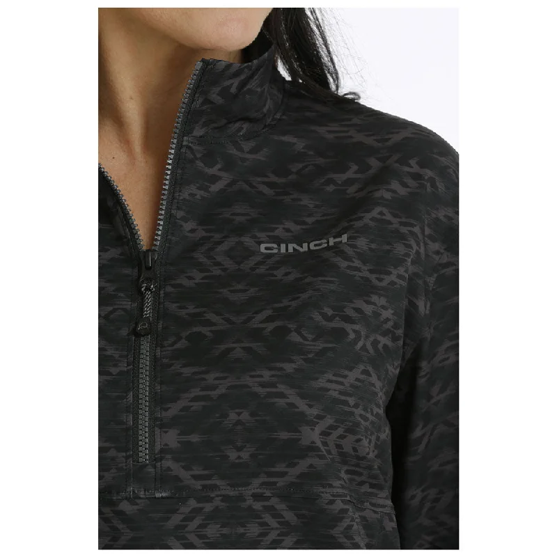 MAK7902002 Cinch Women's 1/2 Zip Pullover - Black Aztec Print