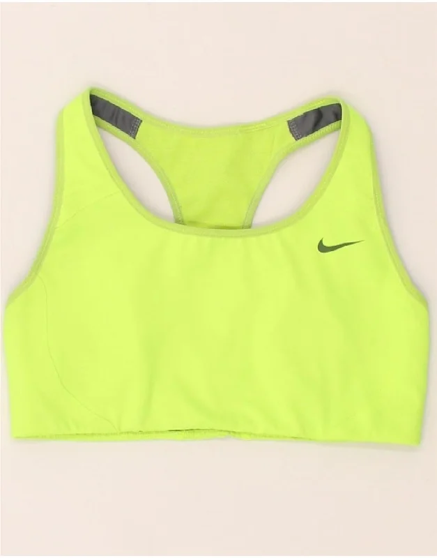 NIKE Womens Dri Fit Sport Bra Top UK 8 Small Green Polyester