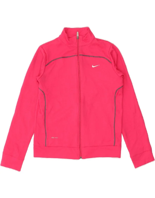 NIKE Womens Dri Fit Tracksuit Top Jacket UK 18 XL Pink Polyester