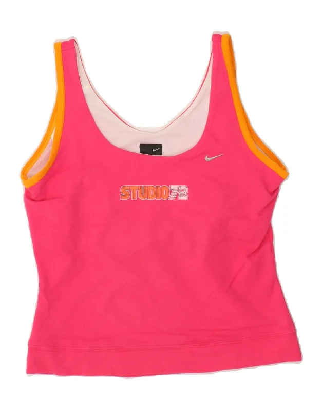 NIKE Womens Graphic Vest Top UK 10/12 Medium Pink