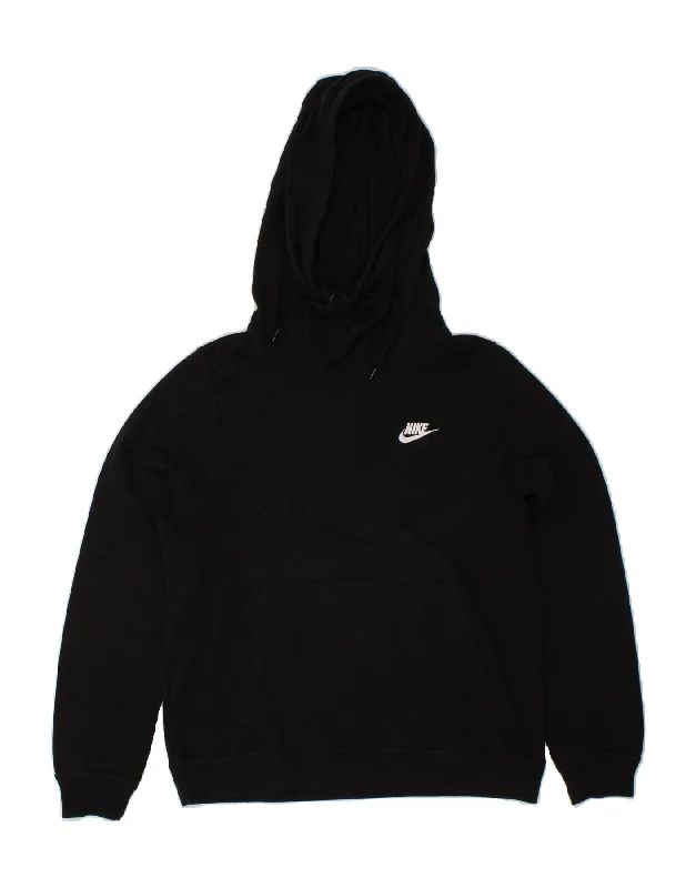 NIKE Womens Hoodie Jumper UK 14 Medium Black Cotton