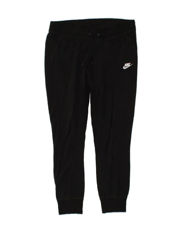 NIKE Womens Tracksuit Trousers Joggers UK 14 Large Black Cotton