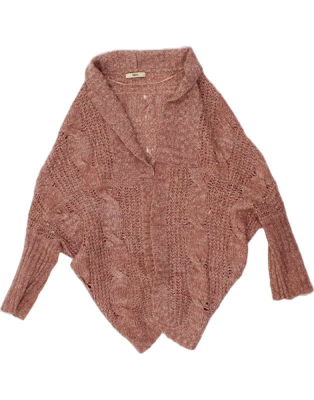 OASIS Womens Open Cardigan Sweater UK 10 Small Pink Acrylic