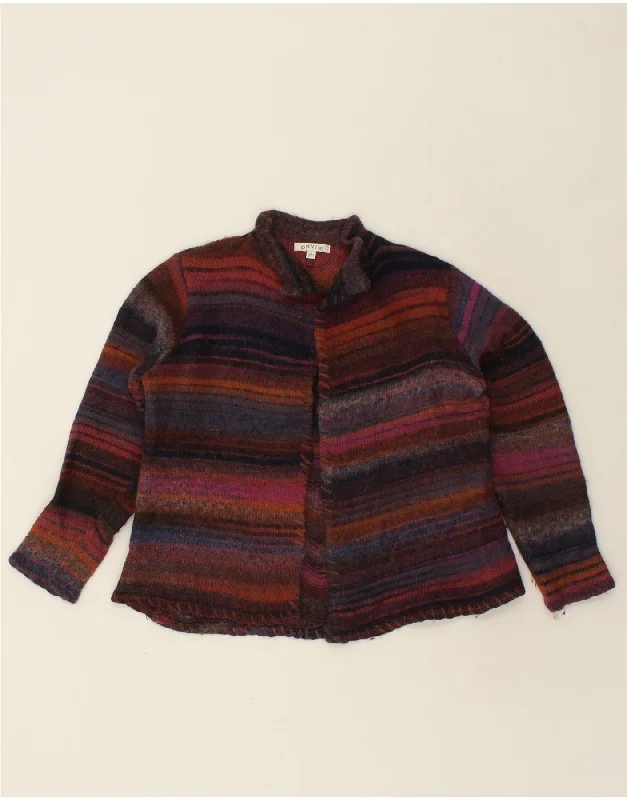 ORVIS Womens Open Cardigan Sweater UK 14 Medium Multicoloured Striped Wool