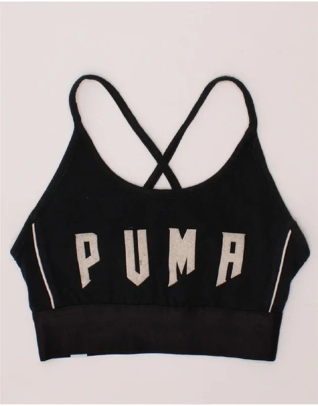 PUMA Womens Graphic Sport Bra Top UK 6 XS  Black