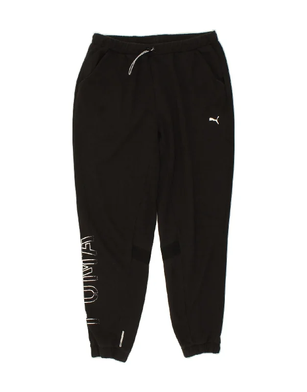 PUMA Womens Graphic Tracksuit Trousers Joggers UK 12 Medium Black